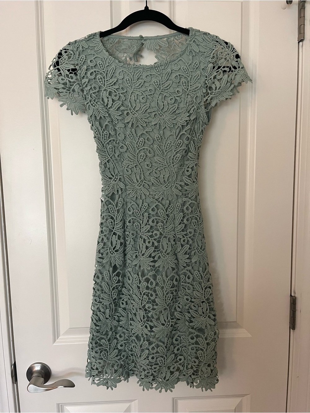 Lulu's Mint Floral Lace Mini Dress